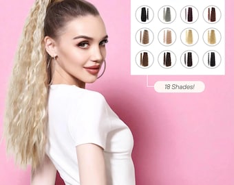 Body Wave Ponytail Extension | 22 Inch Wrap Around Ponytail | Heat-Friendly Synthetic Hairpiece for Women
