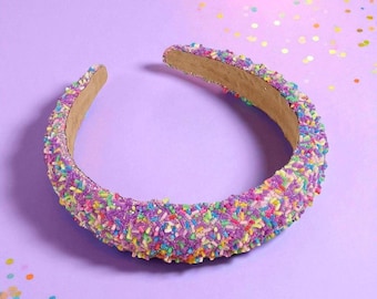 Purple Sprinkle Headband | Donut Theme Beaded Hairband | Candy Accessory | Gift for Her