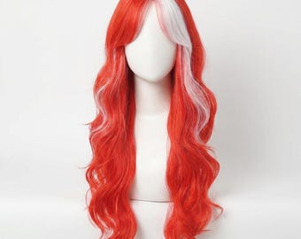 Long Red Wig & White 28 Inch Wavy Costume Wig Split Cosplay Wig | North