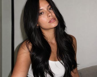 Long Black Wig Wavy 20 Inch Black Wig | Soft Wave Glueless Wig | Talia