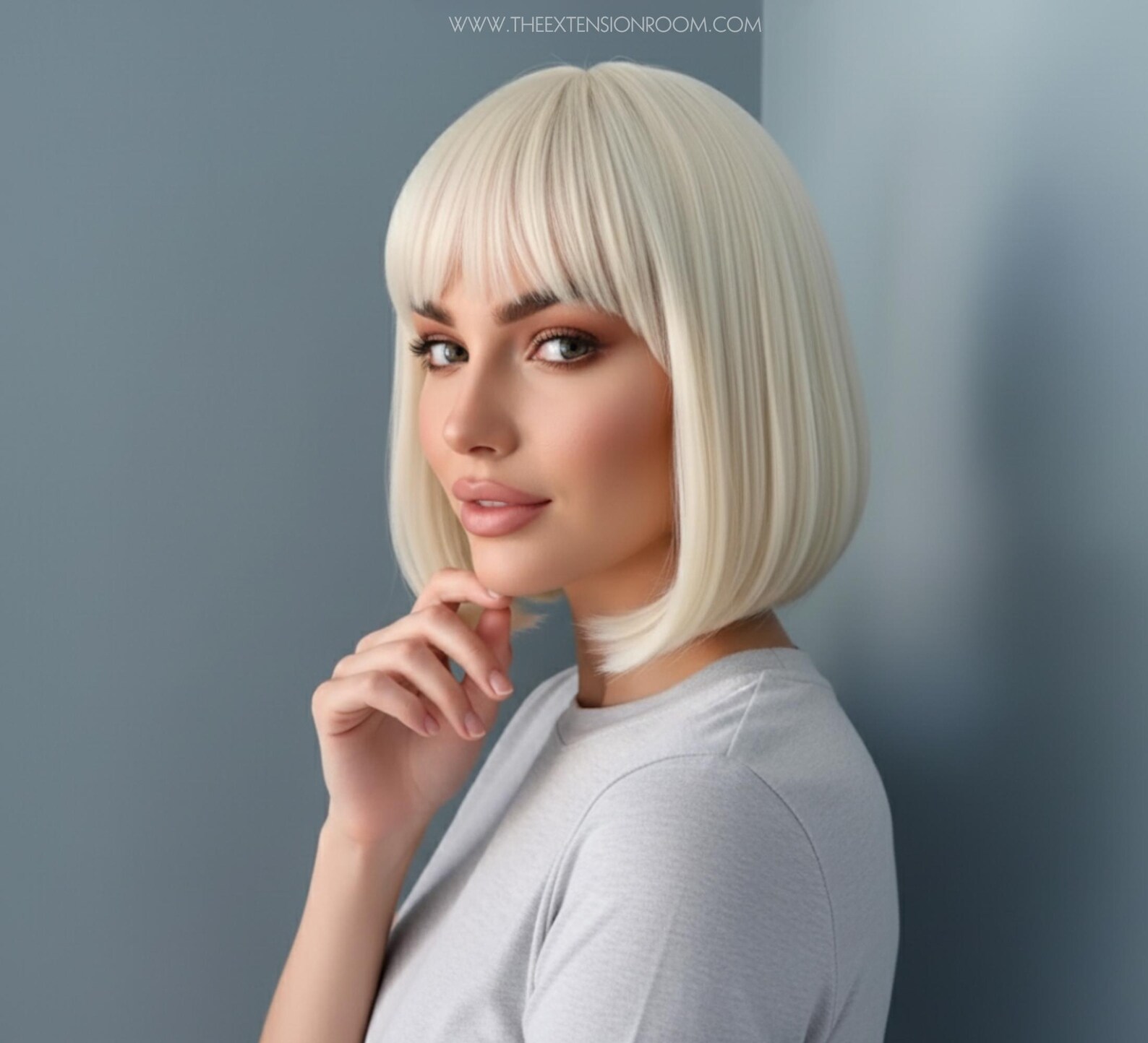 Short Blonde Bob With Bangs Platinum Blonde 10 Inch Straight Wig For short-blonde-bob-with-bangs-platinum-blonde-10-inch-straight-wig-for