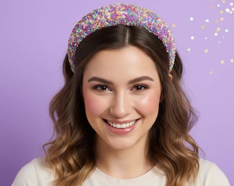 Purple Sprinkle Headband | Donut Theme Beaded Hairband | Candy Accessory | Gift for Her | Padded Statement Hairpiece for Girls and Women