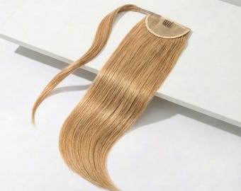 Ginger Blonde Wrap Around Ponytail Extensions 22 Inch Long Sleek Straight Ponytail | Heat-Resistant, Ponytail Hairpiece