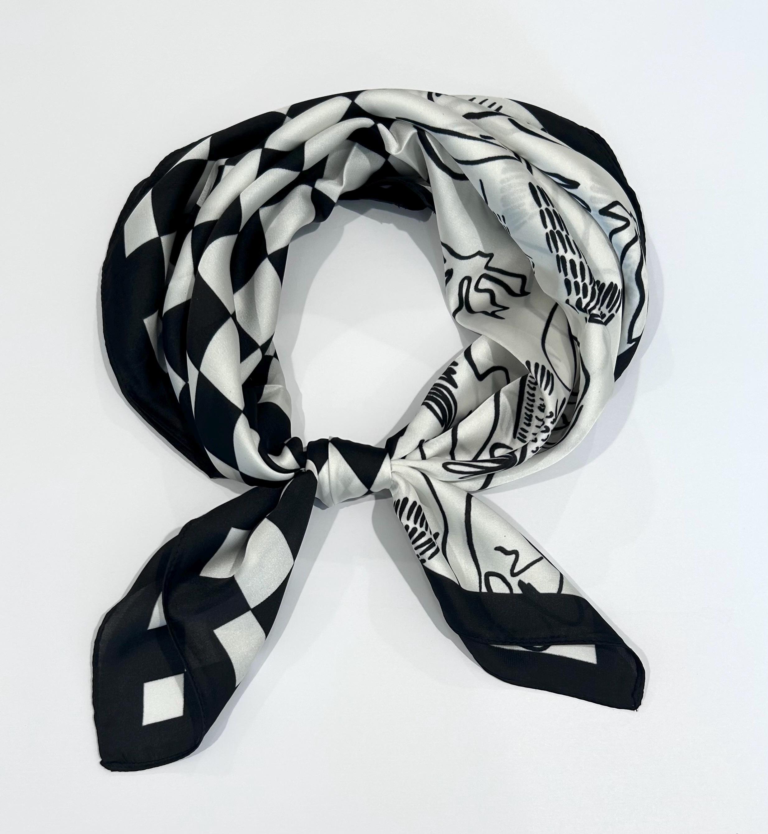 Black and White Handbag Scarf - Etsy