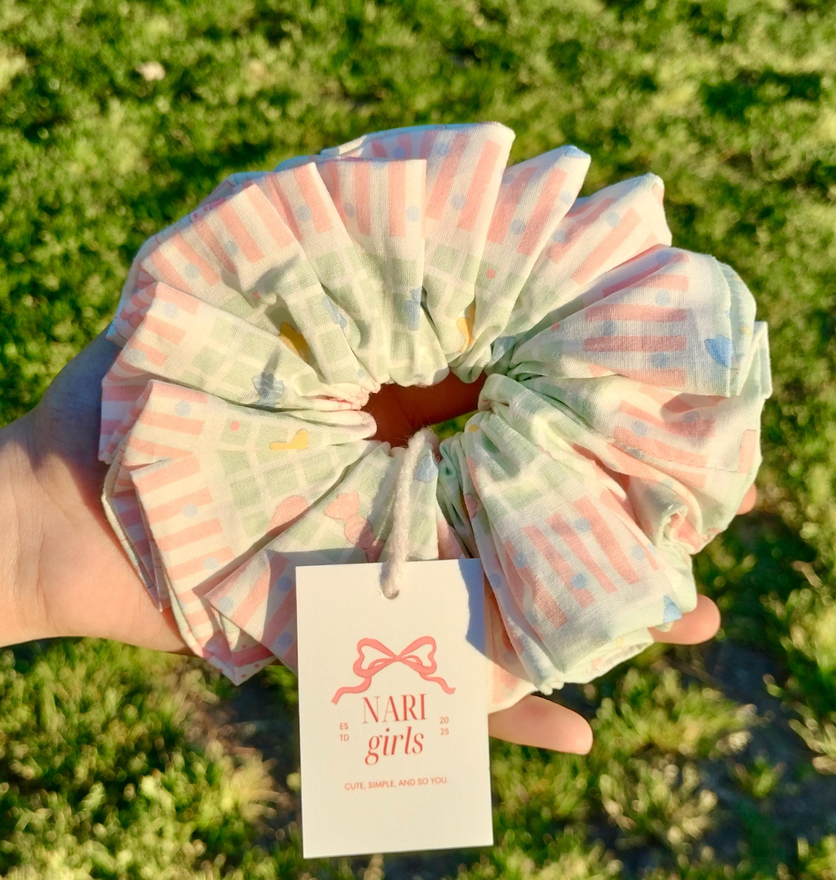 Dreamy Candy Oversized Scrunchie, Spring Hair accessories, Trendy Jumbo Scrunchie, Cute Hair Scrunchie, Large Scrunchie, XXL Scrunchie