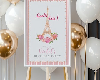 Editable Paris Birthday Party Welcome Sign