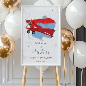 Editable Airplane Birthday Party Welcome Sign