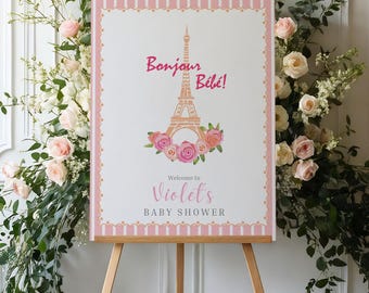 Editable Paris Baby Shower Welcome Sign