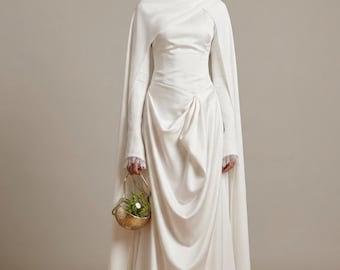 Modest Muslim Wedding Dress A Line Bridal Gown Long Sleeve Custom Floor Length Saudi Kuwait Wedding Dress 2026