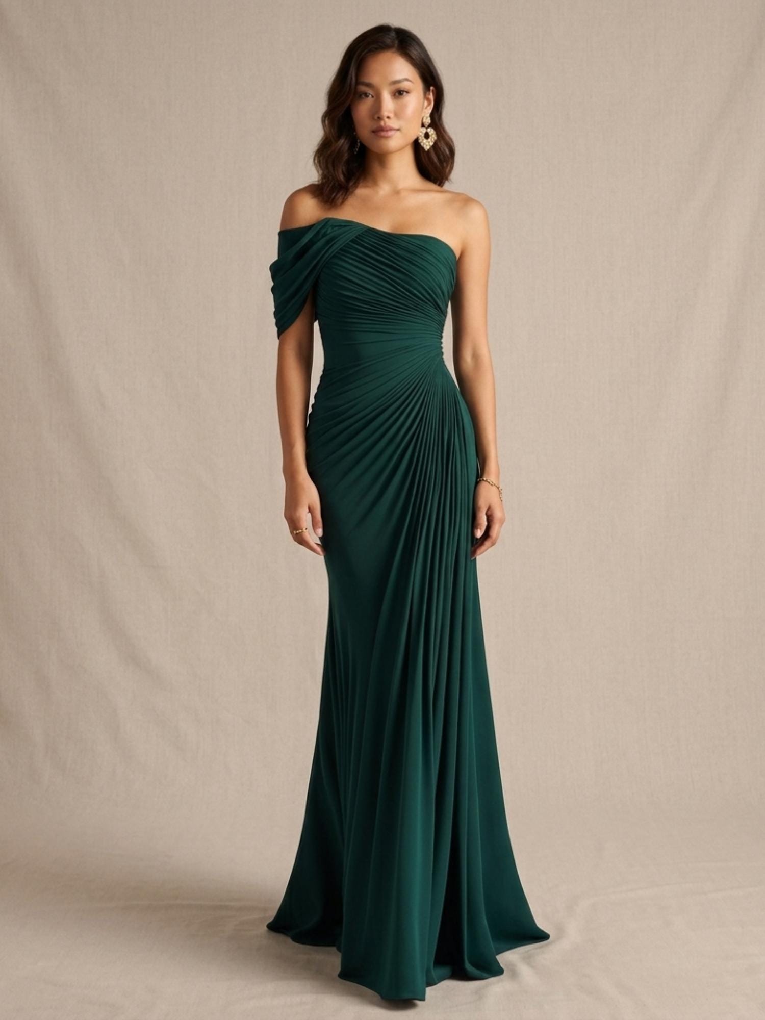 Emerald Green Satin Prom Dress