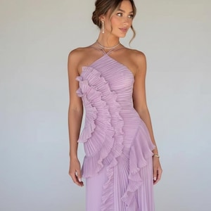 Purple Chiffon Halter Dress - Etsy Purple Chiffon Halter Dress - Etsy