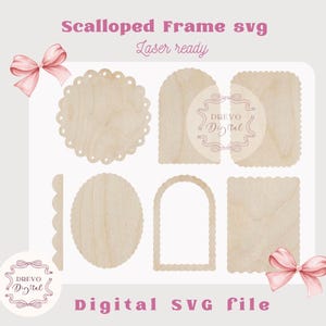 Scalloped shape SVG, Scalloped tag svg, Scalloped frame svg, Scalloped clipart svg, Scalloped Frame svg, Glowforge cricut svg scallooped