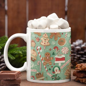Tazza di pan di zenzero festivo - Graziosa tazza da caffè natalizia, regalo per le feste, tazza di cioccolata calda, decorazione invernale, più dolce dello zucchero