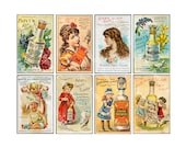 Perfume Cologne Advertising Card Stickers, Collage Card Making Art Paper, 8 Apothecary Label Decals, Victorian Bathroom Decor Labels, 848