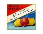 Apple Label Art, Kitchen Decor Sticker, Vintage Label Art Decal, Greeting Card Tag, Garden Journal, Kitchen Collage, Big 3.5 quot x 3 quot Size, F6