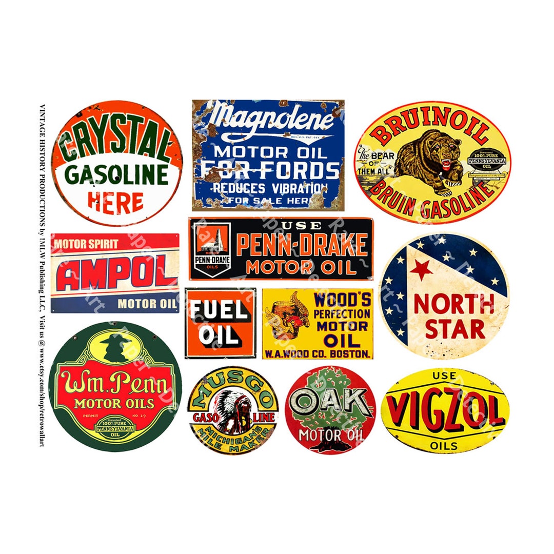 Oil Can Label Signs Stickers, Garage Decals, Automobile Motor Oil