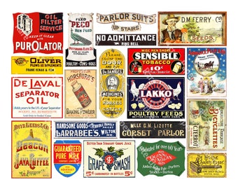 Advertising Sign Stickers, Miniature Diorama and Model Building Decals, City Scenery, General Store & City Billboard Signs, 1056