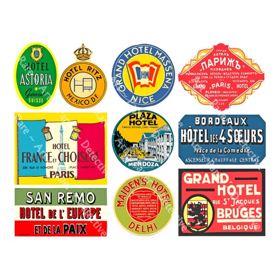 Hotel Reise Sticker, Vintage Gepäcketikett Kunstpapier, Gepäckanhänger,  Reisetagebuch, Paris Frankreich Aufkleber, Steam Trunk Sticker, 490
