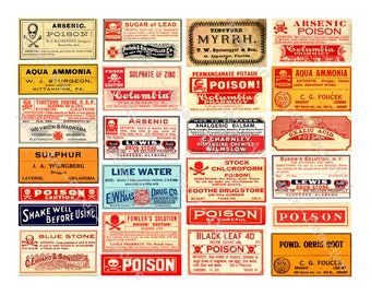 Alchemy Label Stickers for Halloween Apothecary Bottle Stickers Medicine Cabinets & Chemistry Tags, DIY Craft Sheet, 1042