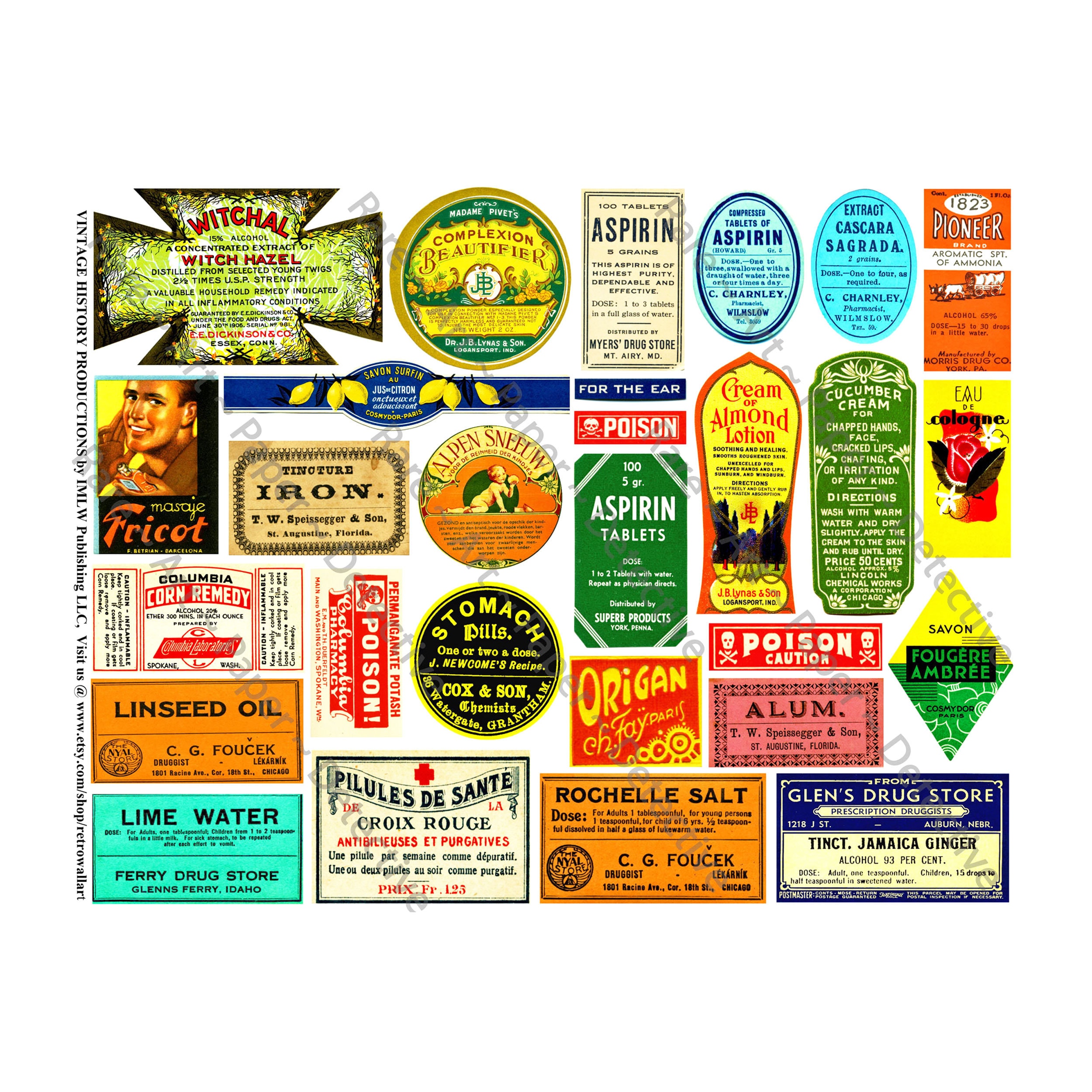 Apothecary Stickers, Pharmacy & Medicine Cabinet Labels, Vintage