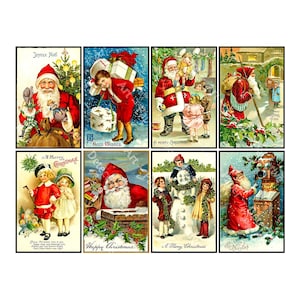 Stickervel kerst, Victoriaanse kerstman, op ansichtkaarten geïnspireerde illustraties, 842