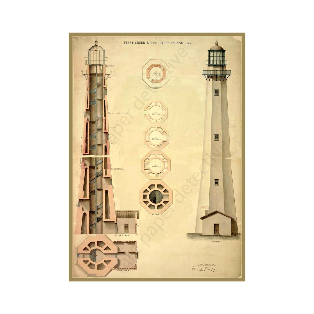 Lighthouse Architectural Print 7 X 10 Wall Art - Etsy