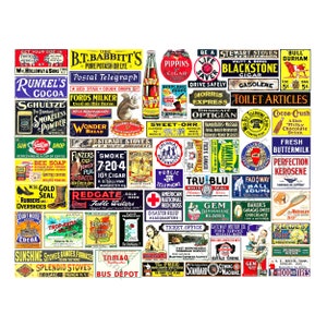Model Railroad & Dollhouse Signs, Sticker Sheet, 64 Multi Scale Hobby Images, Miniature Vintage Advertising Signs for Train Layouts, #1055