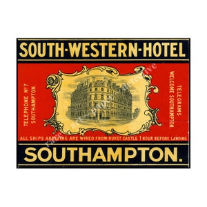 Traveler Sticker, Southampton England, Hotel Luggage Sticker, Luggage Label, Suitcase Decal, Vintage Baggage Travel Trunk Decal, 4&quot;x 3 &quot;, D9