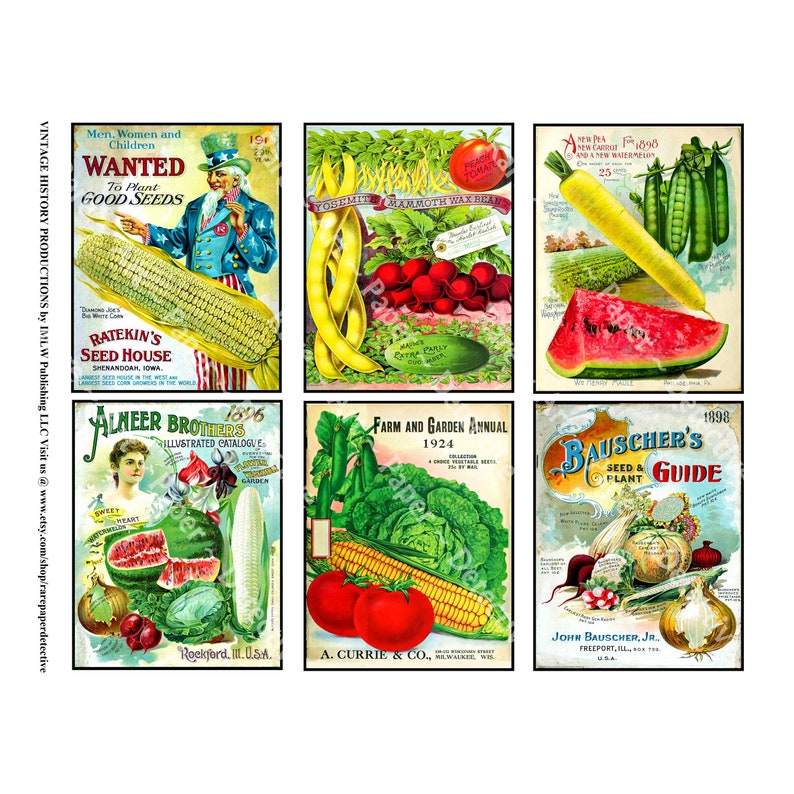 6 Pcs. Garden Inspired Vintage Label Art Stickers Antique - Etsy