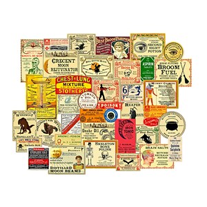 Vintage Halloween Stickers, 39 Spooky Halloween Decorations, 3 CUT & PEEL Sheets Halloween Monster Apothecary Labels, 2P54
