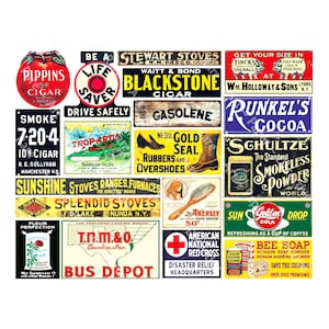 1053 Reklametafeln, Reklametafeln, Reklametafeln, Reklametafeln, Puppenhaus Miniaturen und Modelleisenbahn Werbung, Stadt Szenerie, General Store & City Billboard Schilder