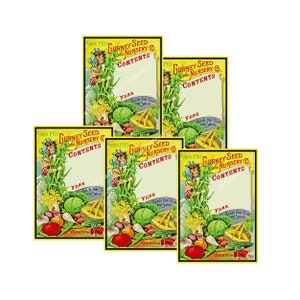 Seed Packet Stickers, DIY Vintage Style Seed Packs, 5-PACK, Garden ...
