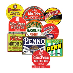 Oil Label Gift Set, 10 Garage Oil Can Label Stickers, Motor Oil Decals, Rusty Metal Sign Reproductions, Garage Signs, Service Station, Oil-1