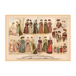 Women's Fashions Print, 7" x 10" Wall Art, Antique Sewing Company Fashions Illustration from the 1880's, Women's Clothing Drawing, 21-89