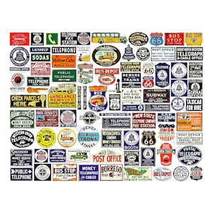 Model Railroad Signs & Dollhouse Décor, Telegraph, Telephone and Post Office Stickers, Travel Signs for Dioramas, CUT and PEEL Sheet, 1129
