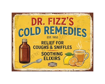 Vintage Advertising Sign Print Cold Remedies 1950s Retro Advertising, 5" x 7" Matte Finish Art Accent Print, s5-5