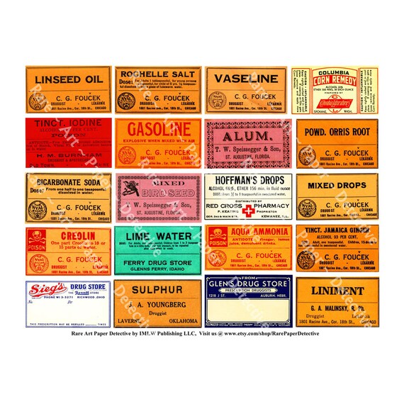 Apothecary Bottle Labels, Halloween Bottle Stickers, Pharmacy Tags, Medicine Cabinet, Poison Label, Bathroom Decor Bottles & Jars, 277a