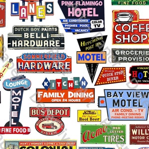 Model Railroad & Dollhouse Signs Classic 1950's Americana Roadside ...