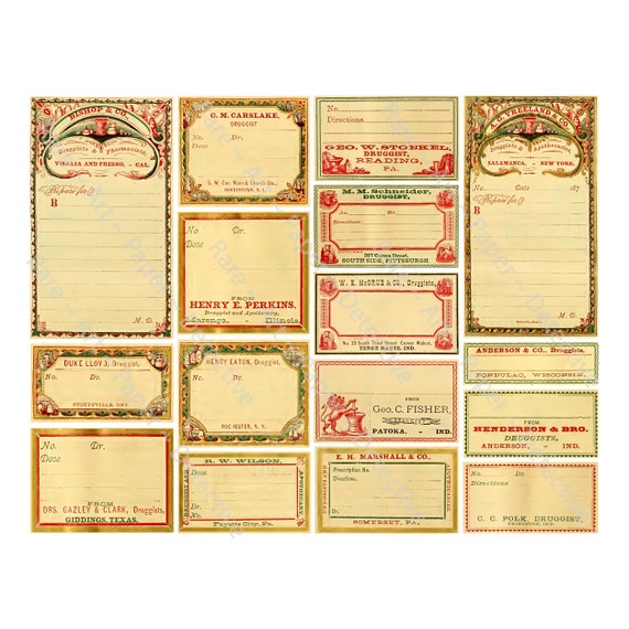 Antique Medicine Bottle Label Stickers 16 Blank Labels - Etsy