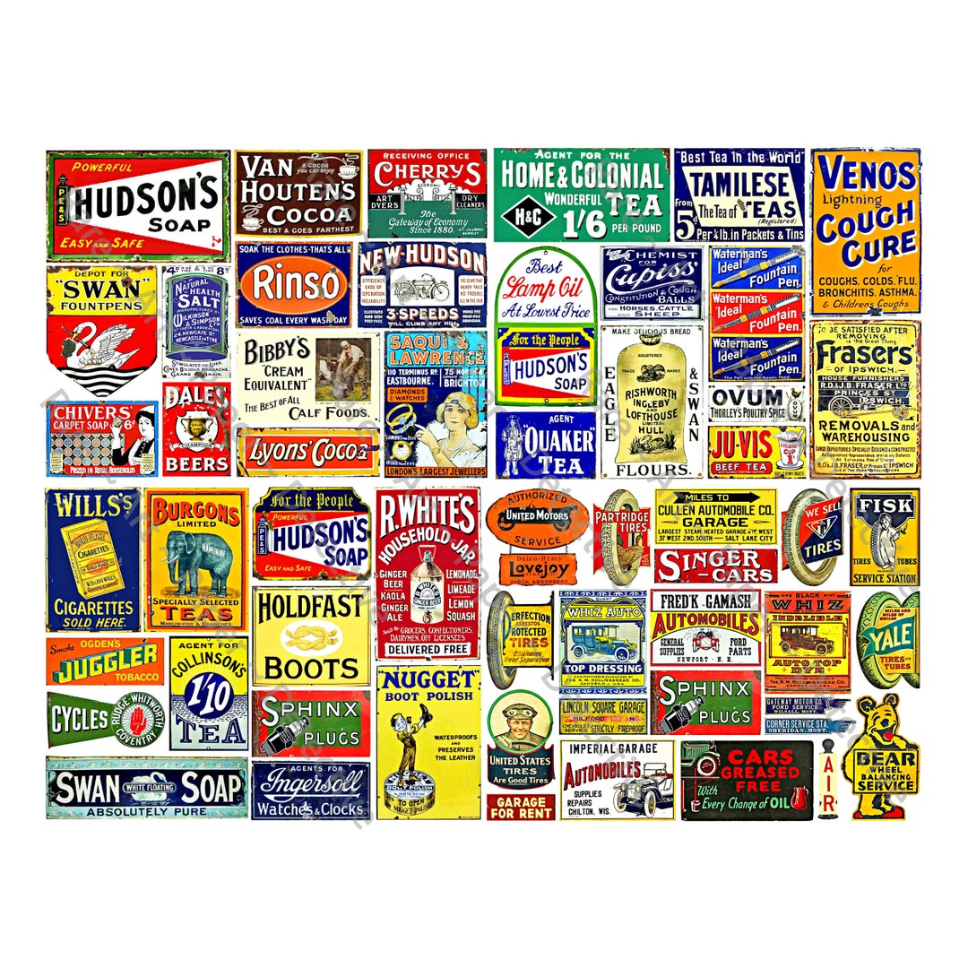 Advertising Sign Sticker Miniature Advertising Sign Stickers for Model Railroads and Dollhouse ...