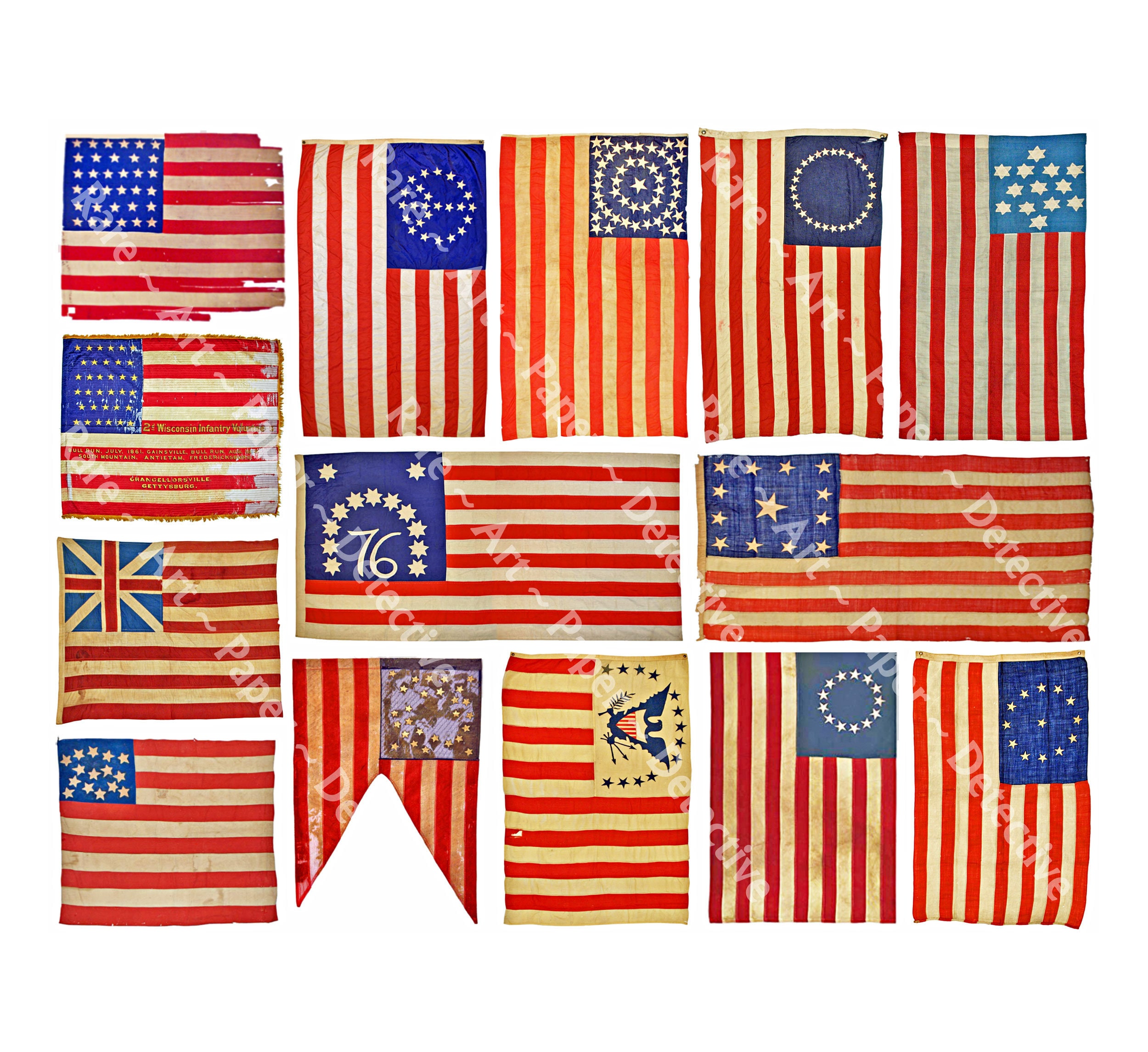 Download American Flag Stickers 14 Historic Old Glory Graphics Fourth Etsy