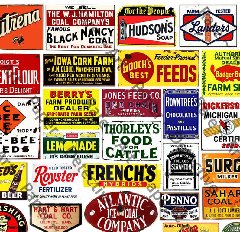 44 pcs. Vintage Advertising Signs for Model Railroads & | Etsy
