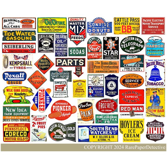 Model Railroad Sign Stickers for Train Layouts Vintage Advertising Decals Dollhouse Miniatures & Decor Diorama Scenery Accessory, Item LH722
