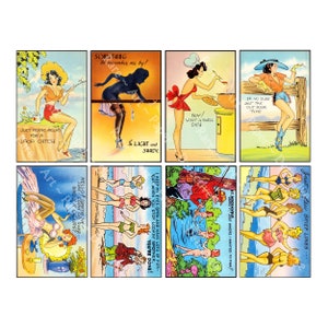 Etichette adesive per cartoline Risqué Comedy, da usare per San Valentino, bomboniere e biglietti a tema per adulti, 4" x 2,5" ciascuna, foglio TAGLIABILE e STACCABILE, 1258