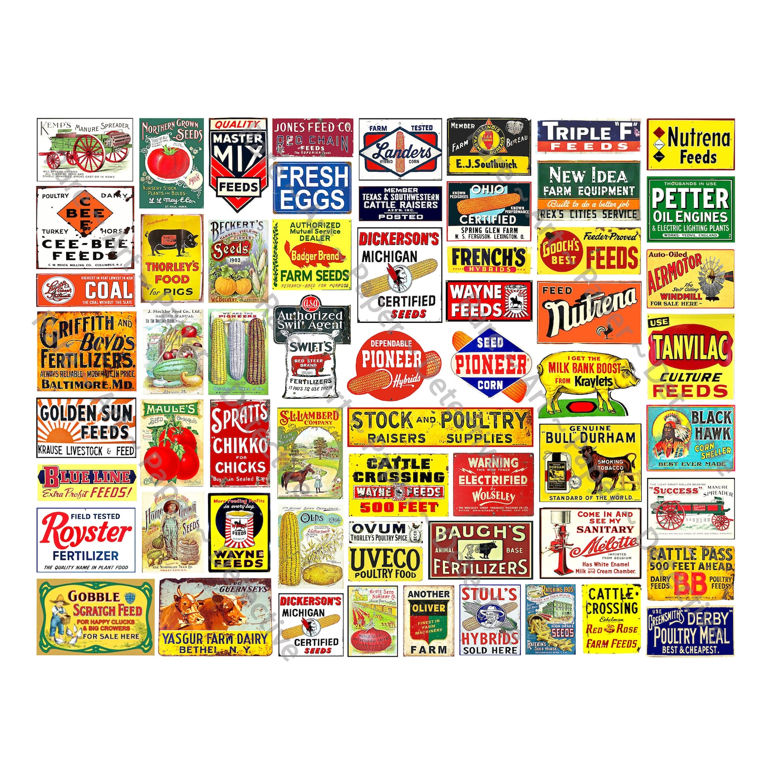 Huge Set of Dollhouse Miniature Signs & Advertising, 240 Multi Scale ...