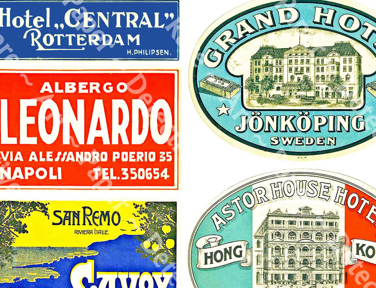 Hotel Luggage Stickers, Decal Sheet, Luggage Labels, Travel Trunk ...