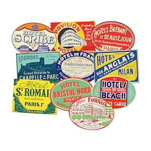 Conjunto de presentes de adesivos de hotel, 10 adesivos de etiqueta de bagagem de viagem, etiquetas de bagagem e etiquetas de decalque de mala de viagem, adesivos de porta-malas de viagem, diário de viagem, BS5