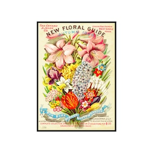 Antique Flower Garden Seed Catalog Print Patio Wall Art Hanging, Vintage Home Decor, Gardeners Gift for Her, Seed Packet, 5&quot; x 7&quot; Size, 18-8