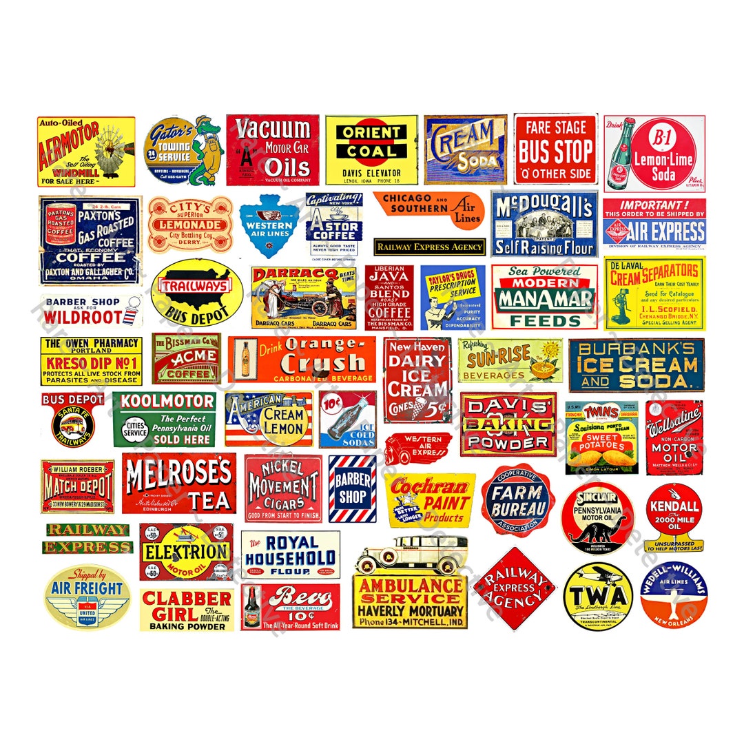 Model Train & Dollhouse Sign Stickers, 54 Coal, Oil, Farm and ...