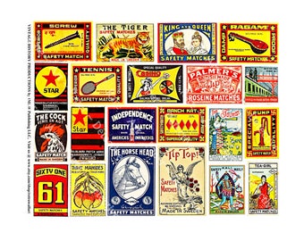 Matchbox Art Paper, Printed Sheet, Matchbook Cover, Decorative Match box Art Paper Labels, Safety Match Clip Art Tags, Old Advertising, 135a